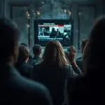 wizja lęku egzystencjalnego i przytłoczenia negatywnymi wiadomościami, ilustrująca fragment Ewangelii Łukasza o czasach ostatecznych i ludzkiej bezradności.