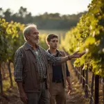Syn z ojcem w winnicy