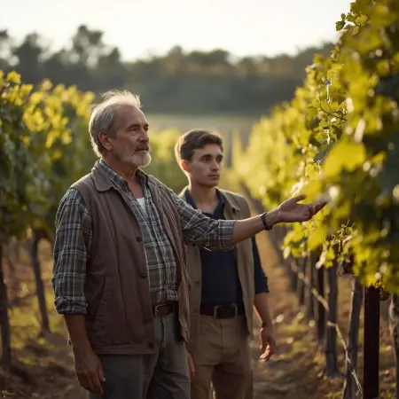Syn z ojcem w winnicy