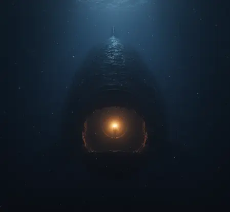 Tajemnicze światło w głębinach oceanu – symbol znaku Jonasza oraz zapowiedź Zmartwychwstania.