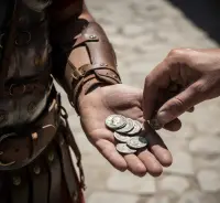 Srebrne monety w dłoniach strażnika. Przekupstwo i kłamstwo o kradzieży ciała.